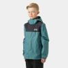 Helly-Hansen Vancouver Rain Jacket for Juniors, Waterproof HELLY TECH Protection, Seam-Sealed, Detachable Hood, Elastic Cuffs(494 Opal Green)