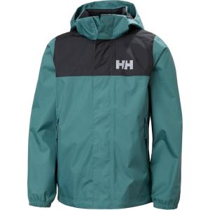Helly-Hansen Vancouver Rain Jacket for Juniors, Waterproof HELLY TECH Protection, Seam-Sealed, Detachable Hood, Elastic Cuffs(494 Opal Green)
