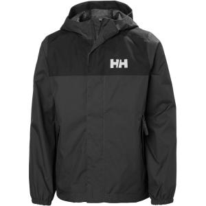 Helly-Hansen Vancouver Rain Jacket for Juniors, Waterproof HELLY TECH Protection, Seam-Sealed, Detachable Hood, Elastic Cuffs(981 Ebony)