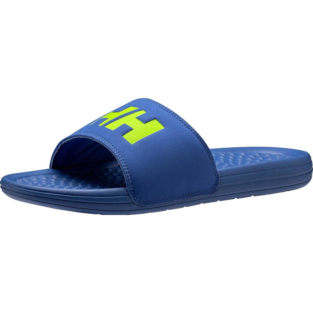 imageHelly Hansen HH Slide Mens Casual Comfortable Sandals Lightweight Padded Strap Large Logo SlipOn Beach Pool Footwear563 Olympian BlueAzid Lime