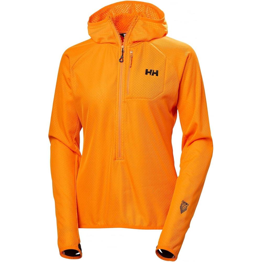 imageHellyHansen Odin Breeze Hooded Fleece for Women  Technical Alpine Layer Lightweight Breathable QuickDry Packable303 Ignite Orange