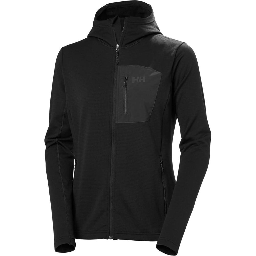 imageHellyHansen Versalite Hooded Jacket for Women Lightweight Waterproof FleeceOuterwearJackets AllSeason Versatile Coat990 Black