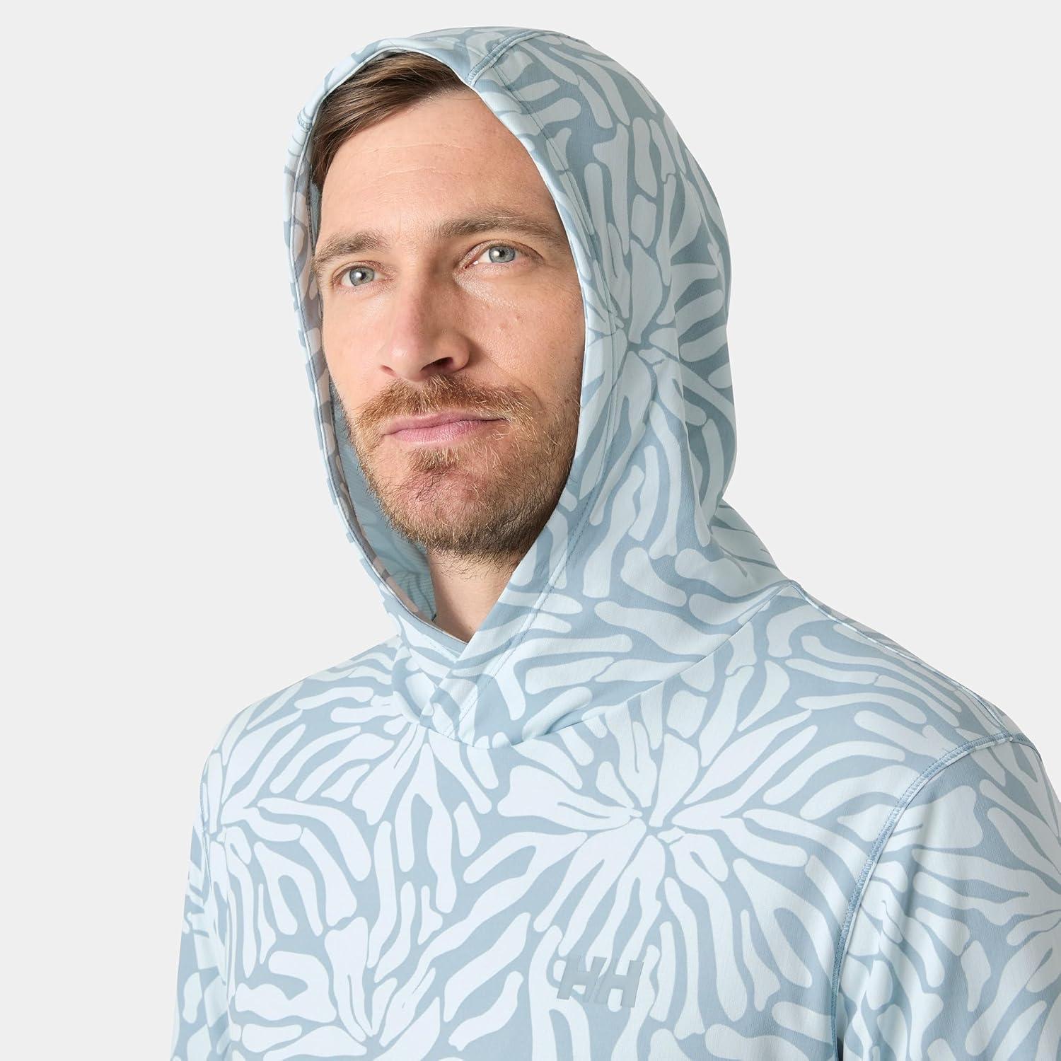 imageHellyHansen Lifa Active Solen Hoodie Mens Lightweight UPF 50 Sun Protection for Hiking Trail Running Sailing561 Windy Blue Stencil Large a