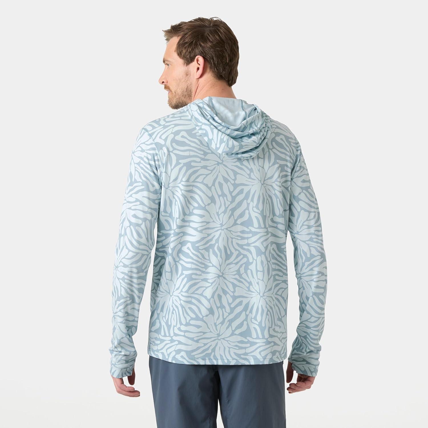 imageHellyHansen Lifa Active Solen Hoodie Mens Lightweight UPF 50 Sun Protection for Hiking Trail Running Sailing561 Windy Blue Stencil Large a